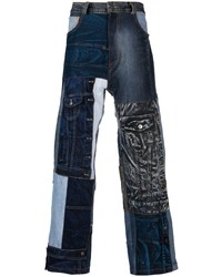 Мужские темно-синие джинсы в стиле пэчворк от AG