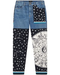 Мужские темно-синие джинсы в стиле пэчворк от Alanui