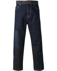 Мужские темно-синие джинсы в стиле пэчворк от Alexander McQueen