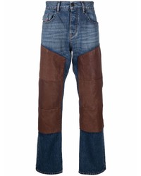 Мужские темно-синие джинсы в стиле пэчворк от Diesel