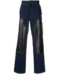 Мужские темно-синие джинсы в стиле пэчворк от DUOltd