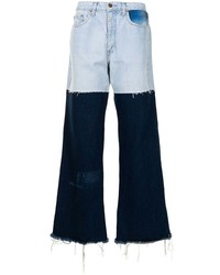 Мужские темно-синие джинсы в стиле пэчворк от DUOltd