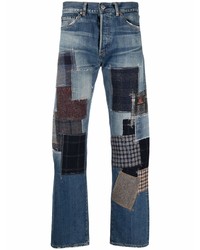 Мужские темно-синие джинсы в стиле пэчворк от Junya Watanabe MAN