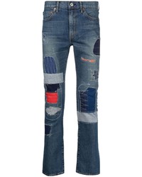 Мужские темно-синие джинсы в стиле пэчворк от Junya Watanabe