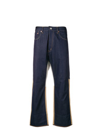 Мужские темно-синие джинсы в стиле пэчворк от Junya Watanabe