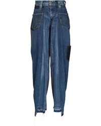 Мужские темно-синие джинсы в стиле пэчворк от Liam Hodges