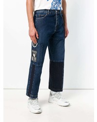 Мужские темно-синие джинсы в стиле пэчворк от McQ Alexander McQueen
