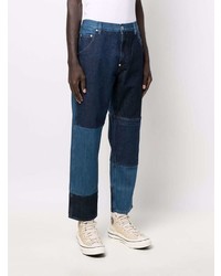 Мужские темно-синие джинсы в стиле пэчворк от Helmut Lang