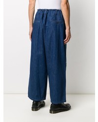 Мужские темно-синие джинсы в стиле пэчворк от Yohji Yamamoto