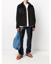 Мужские темно-синие джинсы в стиле пэчворк от DUOltd