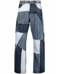 Мужские темно-синие джинсы в стиле пэчворк от Valentino