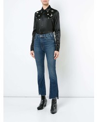 Темно-синие джинсы-клеш от Mother