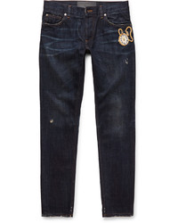 Мужские темно-синие джинсы с вышивкой от Dolce & Gabbana