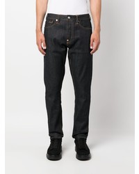 Мужские темно-синие джинсы с вышивкой от Evisu