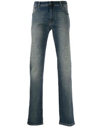 Мужские темно-синие джинсы с вышивкой от Etro
