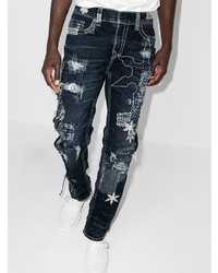 Мужские темно-синие джинсы с вышивкой от True Religion