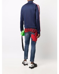 Мужские темно-синие джинсы с вышивкой от DSQUARED2