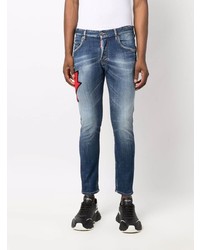 Мужские темно-синие джинсы с вышивкой от DSQUARED2