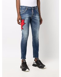 Мужские темно-синие джинсы с вышивкой от DSQUARED2