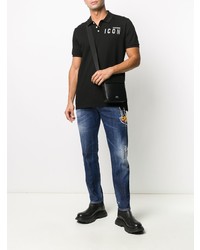 Мужские темно-синие джинсы с вышивкой от DSQUARED2