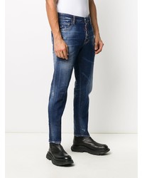 Мужские темно-синие джинсы с вышивкой от DSQUARED2