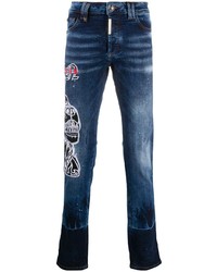 Мужские темно-синие джинсы с вышивкой от Philipp Plein