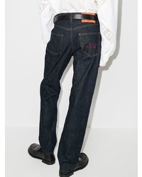 Мужские темно-синие джинсы с вышивкой от Martine Rose