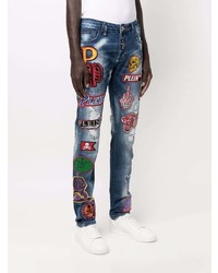 Мужские темно-синие джинсы с вышивкой от Philipp Plein