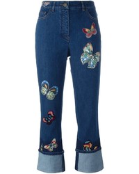 Женские темно-синие джинсы с вышивкой от Valentino