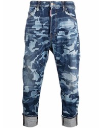 Мужские темно-синие джинсы с камуфляжным принтом от DSQUARED2