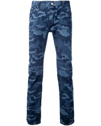 Мужские темно-синие джинсы с камуфляжным принтом от GUILD PRIME