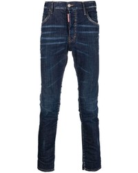 Мужские темно-синие джинсы с принтом тай-дай от DSQUARED2