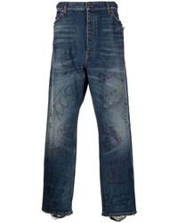 Мужские темно-синие джинсы с принтом от Balenciaga