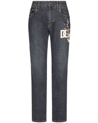 Мужские темно-синие джинсы с принтом от Dolce & Gabbana