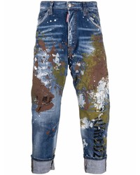Мужские темно-синие джинсы с принтом от DSQUARED2