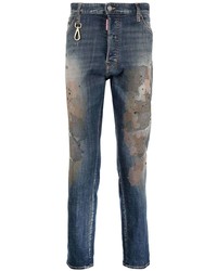 Мужские темно-синие джинсы с принтом от DSQUARED2