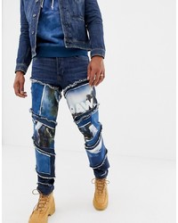 Мужские темно-синие джинсы с принтом от G Star