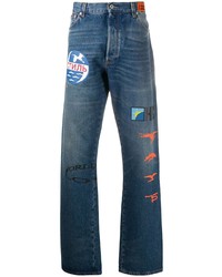Мужские темно-синие джинсы с принтом от Heron Preston