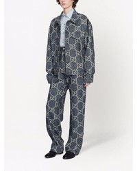 Мужские темно-синие джинсы с принтом от Gucci