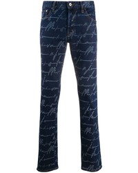 Мужские темно-синие джинсы с принтом от Just Cavalli