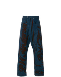 Мужские темно-синие джинсы с принтом от JW Anderson