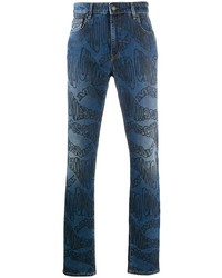 Мужские темно-синие джинсы с принтом от Moschino