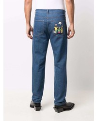 Мужские темно-синие джинсы с принтом от Moschino