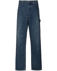 Мужские темно-синие джинсы с принтом от orSlow