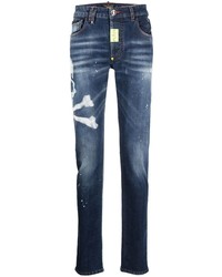 Мужские темно-синие джинсы с принтом от Philipp Plein