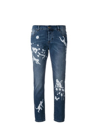 Женские темно-синие джинсы с принтом от RED Valentino