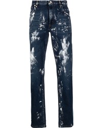 Мужские темно-синие джинсы с принтом от Roberto Cavalli
