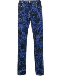 Мужские темно-синие джинсы с принтом от VERSACE JEANS COUTURE