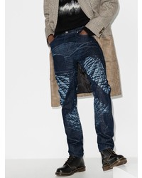Мужские темно-синие джинсы с принтом от Stefan Cooke