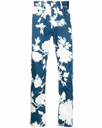 Мужские темно-синие джинсы с цветочным принтом от Erdem